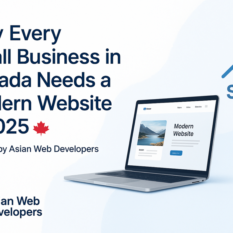 Why every small business in Canada needs a modern website in 2025 — promotional graphic by Asian Web Developers.”