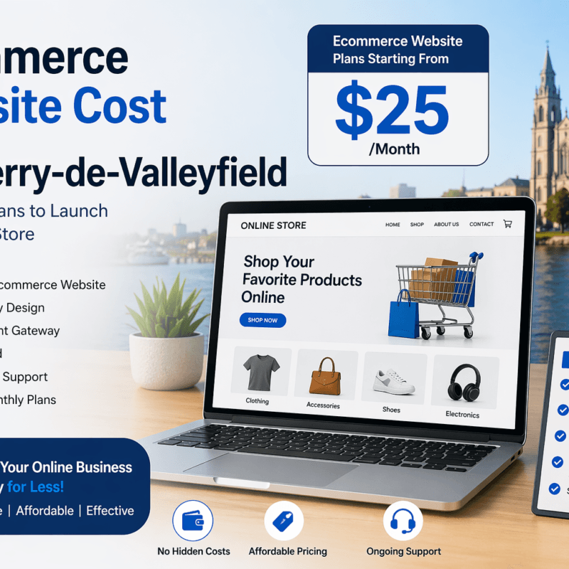 Ecommerce website cost in Salaberry-de-Valleyfield starting at $25 per month for small business online stores