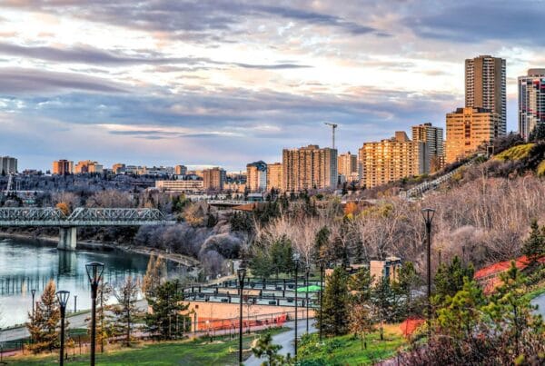 Edmonton Alberta river skyline featured image for social media agency and digital marketing services in Edmonton Canada