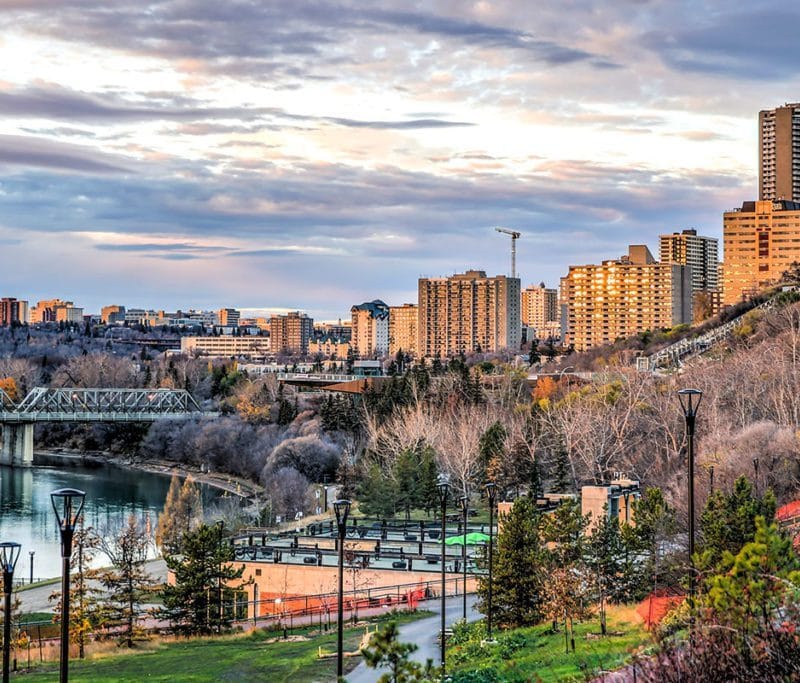 Edmonton Alberta river skyline featured image for social media agency and digital marketing services in Edmonton Canada