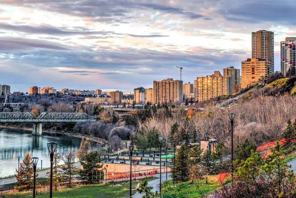 Edmonton Alberta river skyline featured image for social media agency and digital marketing services in Edmonton Canada