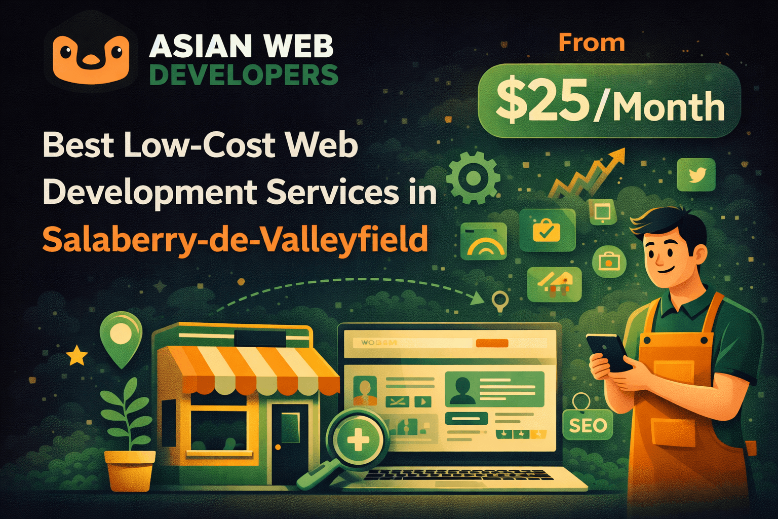 Low cost web development services in Salaberry-de-Valleyfield starting at $25 per month for small businesses