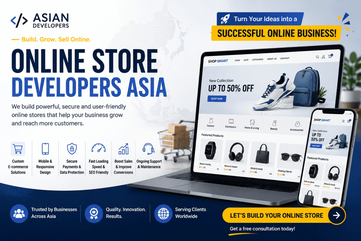 Online store developers in Asia creating responsive and secure e-commerce websites
