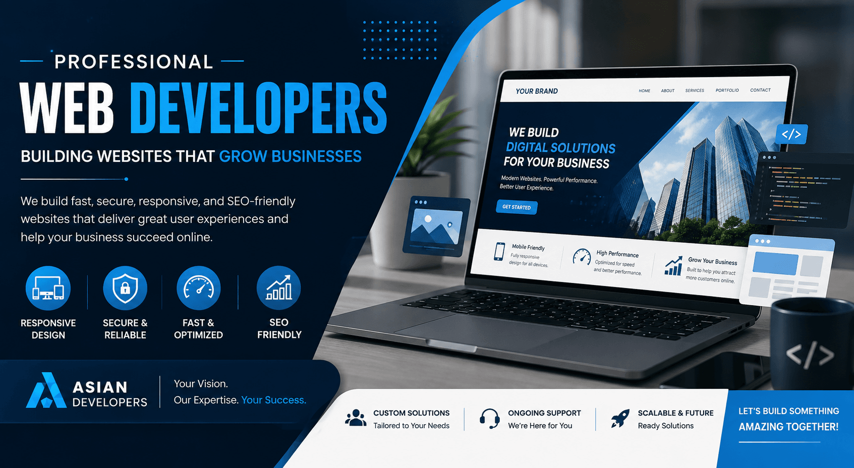Professional web developers building responsive and SEO-friendly websites