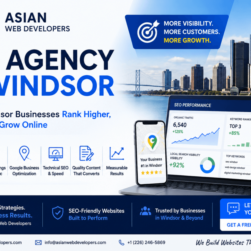 Professional Search Engine Optimization Windsor services by Asian Web Developers helping local businesses improve Google rankings, website traffic, and online growth.
