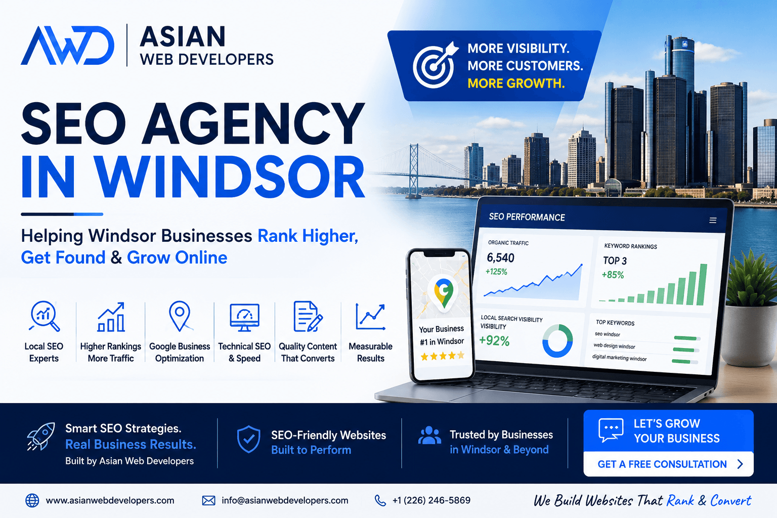 Professional Search Engine Optimization Windsor services by Asian Web Developers helping local businesses improve Google rankings, website traffic, and online growth.