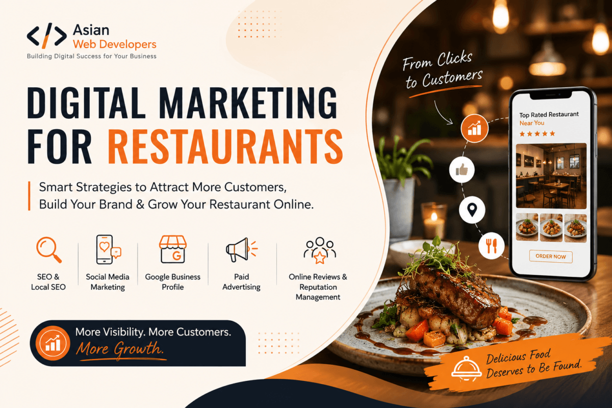 Digital marketing for restaurants with SEO, social media marketing, Google Business Profile, paid advertising, and online reputation management