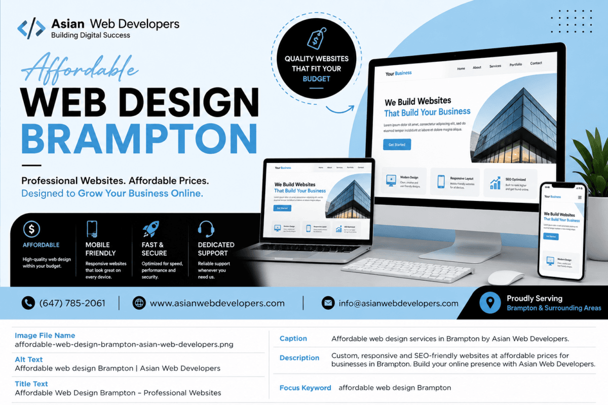 Affordable web design Brampton by Asian Web Developers